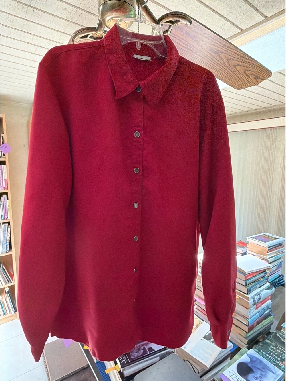Chico’s red long sleeve button down shirt